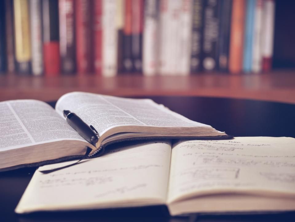 An open book on a table